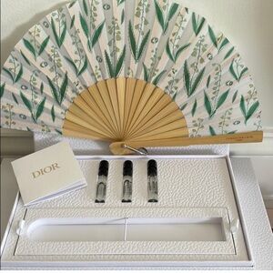 NEW GWP Dior Green Leaf Fan and Fragrance Trio